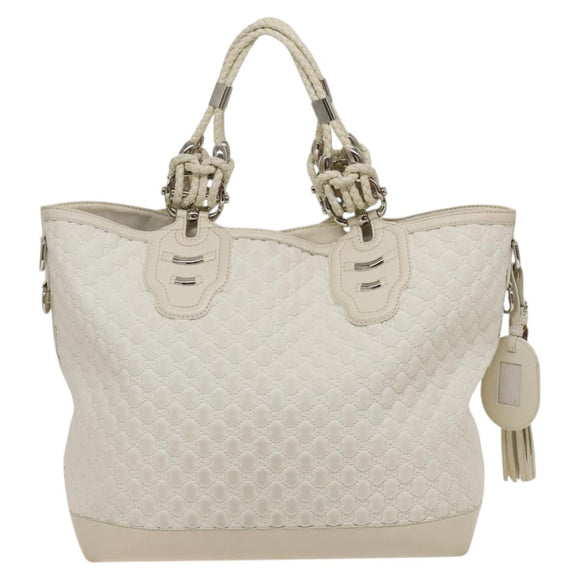 GUCCI GG Canvas Guccissima Shoulder Bag Leather White Silver 240260 Auth bs25938