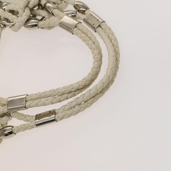 GUCCI GG Canvas Guccissima Shoulder Bag Leather White Silver 240260 Auth bs25938