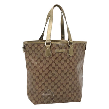 GUCCI GG Crystal Tote Bag Coated Canvas Beige Gold 189896 Auth bs25939