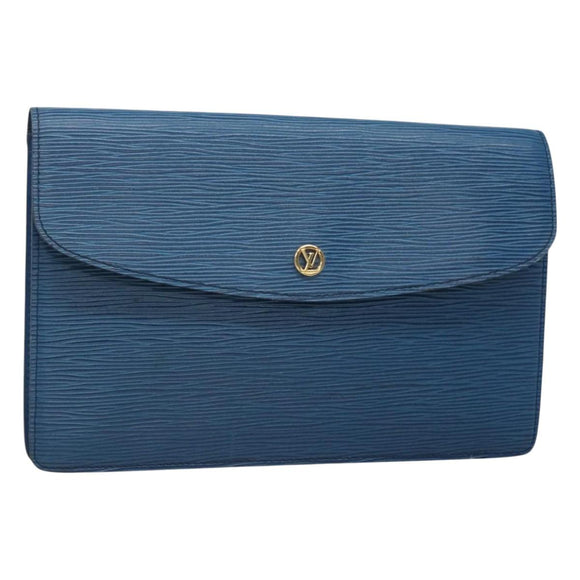 LOUIS VUITTON Epi Montaigne 27 Clutch Bag Blue M52655 LV Auth bs25949