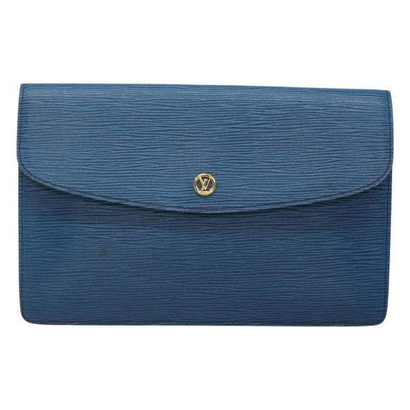 LOUIS VUITTON Epi Montaigne 27 Clutch Bag Blue M52655 LV Auth bs25949