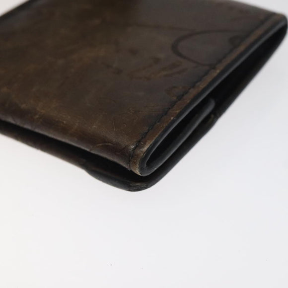 Berluti Calligraphy Coin Purse Leather Brown Auth bs25955