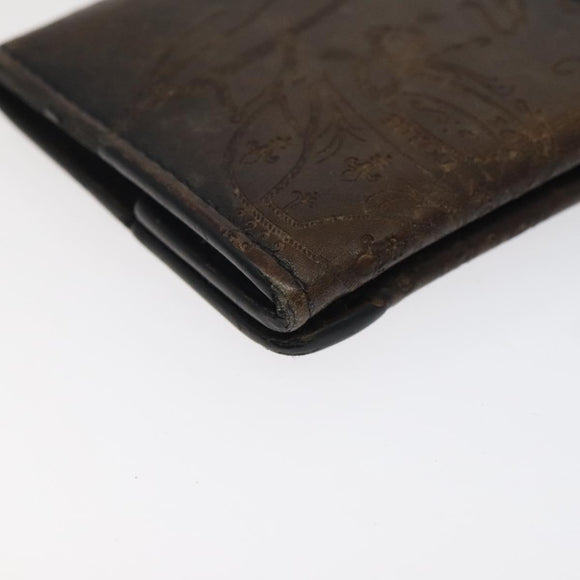 Berluti Calligraphy Coin Purse Leather Brown Auth bs25955