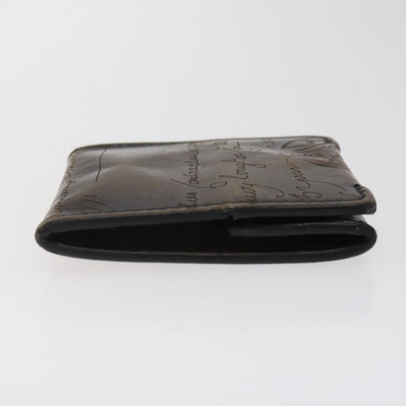 Berluti Calligraphy Coin Purse Leather Brown Auth bs25955