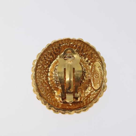CHANEL Earring metal Gold CC Auth bs25961