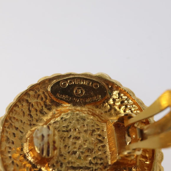 CHANEL Earring metal Gold CC Auth bs25961