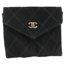 CHANEL Card Case Satin Metal 3Set Black Yellow CC Auth bs25964-2