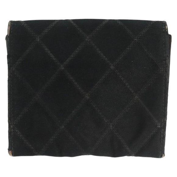 CHANEL Card Case Satin Metal 3Set Black Yellow CC Auth bs25964