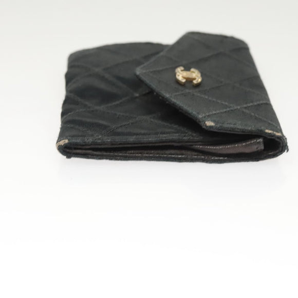 CHANEL Card Case Satin Metal 3Set Black Yellow CC Auth bs25964