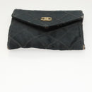 CHANEL Card Case Satin Metal 3 Set Black Yellow CC Auth bs25964-6