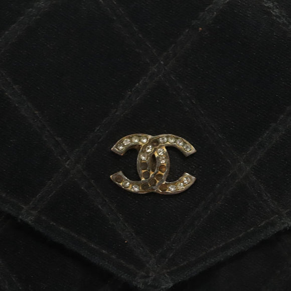 CHANEL Card Case Satin Metal 3 Set Black Yellow CC Auth bs25964