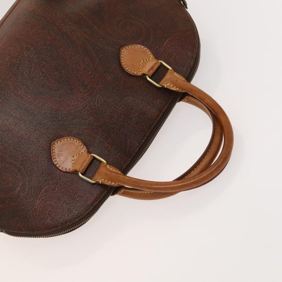 ETRO Hand Bag PVC Nylon 4 Set Brown Black Auth bs25971