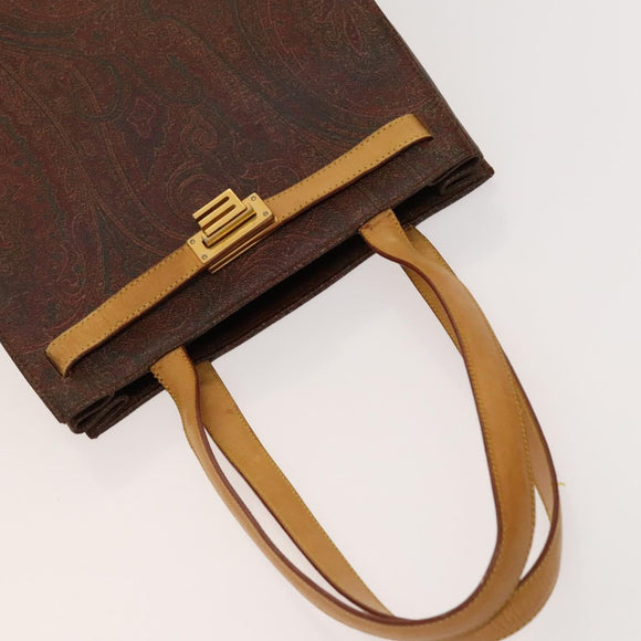 ETRO Hand Bag PVC Nylon 4Set Brown Black Auth bs25971