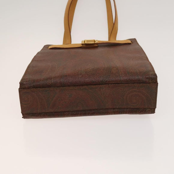 ETRO Hand Bag PVC Nylon 4 Set Brown Black Auth bs25971