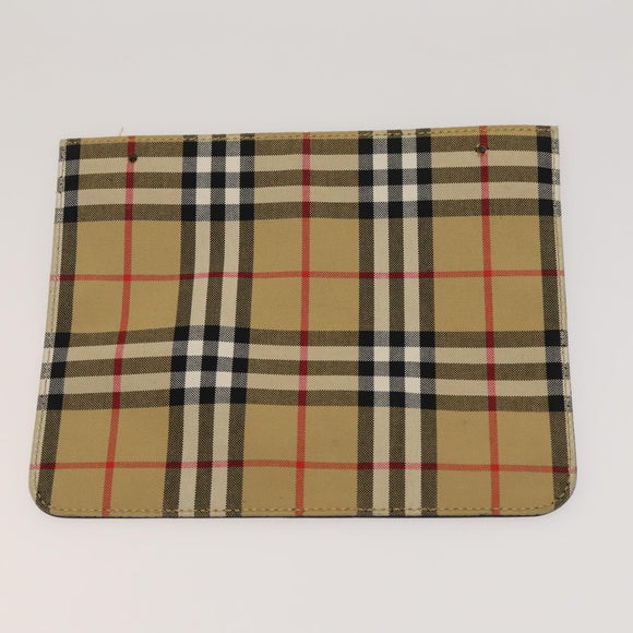 BURBERRY Nova Check Hand Bag Nylon Canvas 3 Set Beige Green Auth bs25973