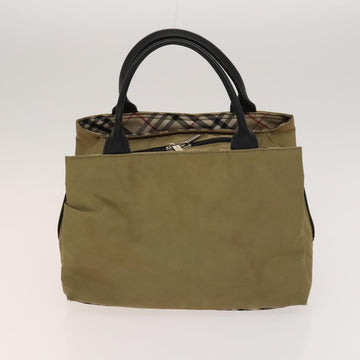 BURBERRY Nova Check Hand Bag Nylon Canvas 3Set Beige Green Auth bs25973 - 0