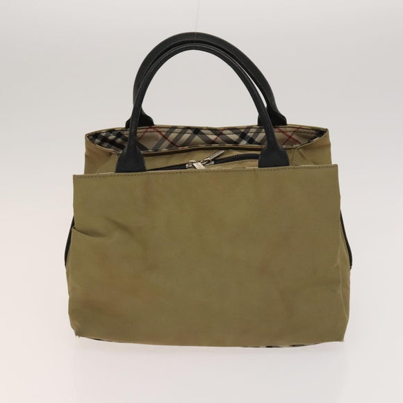 BURBERRY Nova Check Hand Bag Nylon Canvas 3 Set Beige Green Auth bs25973