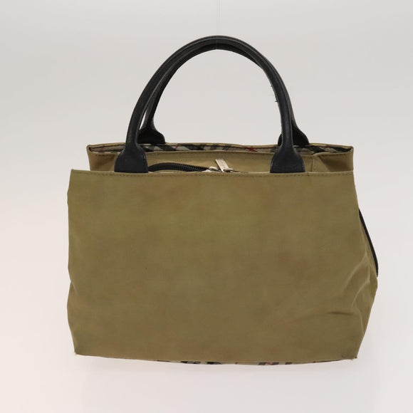 BURBERRY Nova Check Hand Bag Nylon Canvas 3 Set Beige Green Auth bs25973