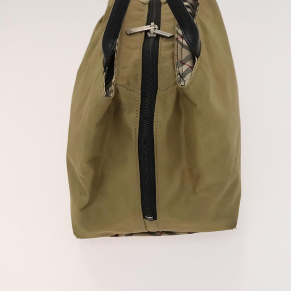 BURBERRY Nova Check Hand Bag Nylon Canvas 3 Set Beige Green Auth bs25973