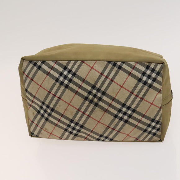 BURBERRY Nova Check Hand Bag Nylon Canvas 3 Set Beige Green Auth bs25973
