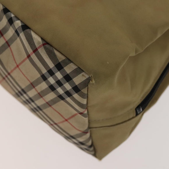 BURBERRY Nova Check Hand Bag Nylon Canvas 3 Set Beige Green Auth bs25973