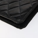 CHANEL Matelasse Chain Hand Bag Enamel Black Gold CC Auth bs25978-8