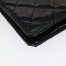 CHANEL Matelasse Chain Hand Bag Enamel Black Gold CC Auth bs25978-15