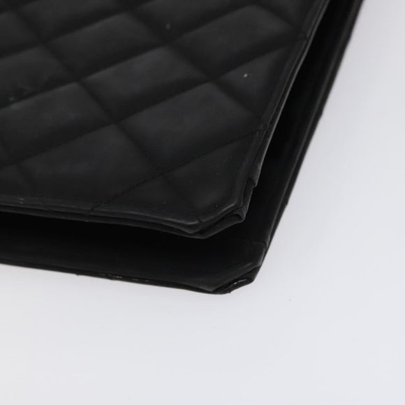 CHANEL Matelasse Chain Hand Bag Enamel Black Gold CC Auth bs25978