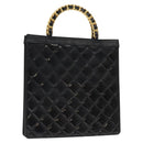 CHANEL Matelasse Chain Hand Bag Enamel Black Gold CC Auth bs25978-1