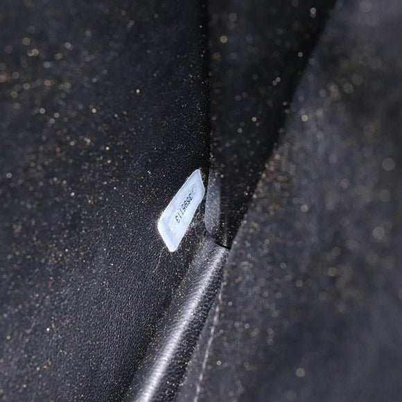 CHANEL Matelasse Chain Hand Bag Enamel Black Gold CC Auth bs25978