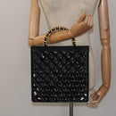 CHANEL Matelasse Chain Hand Bag Enamel Black Gold CC Auth bs25978-22