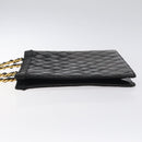 CHANEL Matelasse Chain Hand Bag Enamel Black Gold CC Auth bs25978-4