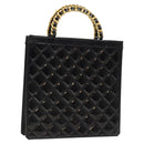 CHANEL Matelasse Chain Hand Bag Enamel Black Gold CC Auth bs25979-1