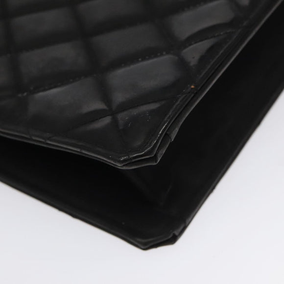 CHANEL Matelasse Chain Hand Bag Enamel Black Gold CC Auth bs25979