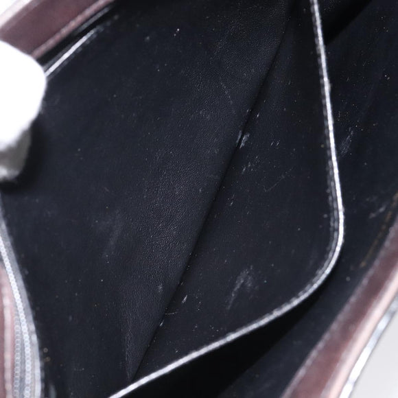 CHANEL Matelasse Chain Hand Bag Enamel Black Gold CC Auth bs25979