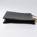 CHANEL Matelasse Chain Hand Bag Enamel Black Gold CC Auth bs25979-3