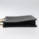 CHANEL Matelasse Chain Hand Bag Enamel Black Gold CC Auth bs25979-4