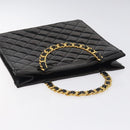 CHANEL Matelasse Chain Hand Bag Enamel Black Gold CC Auth bs25979-6