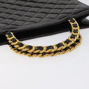 CHANEL Matelasse Chain Hand Bag Enamel Black Gold CC Auth bs25979-7