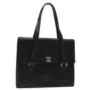 CHANEL COCO Mark Hand Bag Leather Black CC Auth bs25980-1