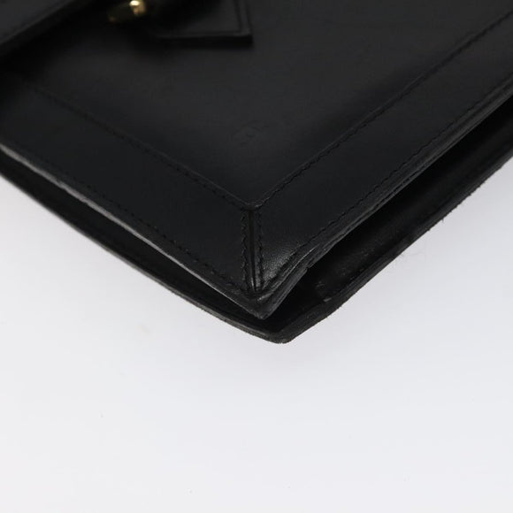 CHANEL COCO Mark Hand Bag Leather Black CC Auth bs25980