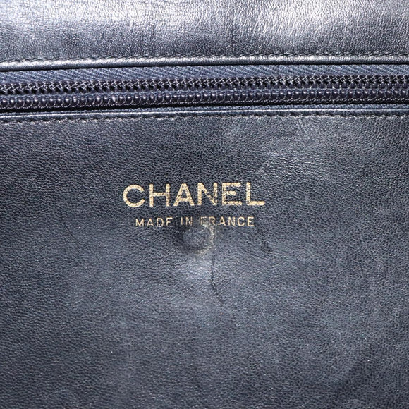 CHANEL COCO Mark Hand Bag Leather Black CC Auth bs25980