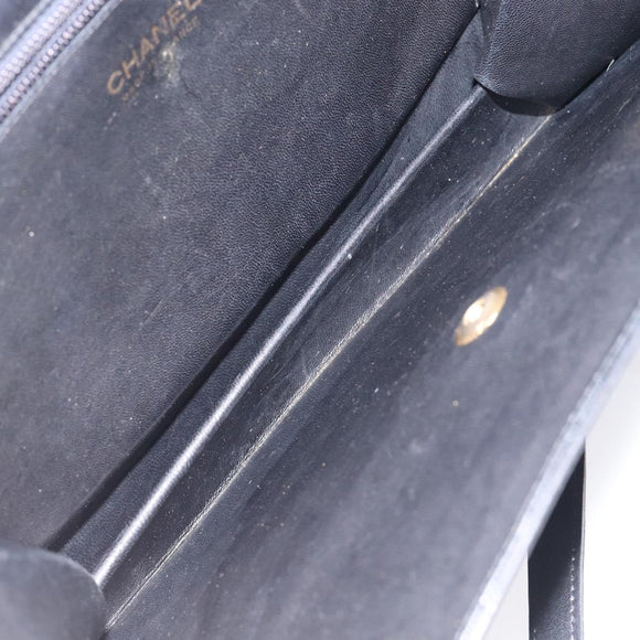 CHANEL COCO Mark Hand Bag Leather Black CC Auth bs25980