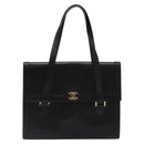 CHANEL COCO Mark Hand Bag Leather Black CC Auth bs25980-13