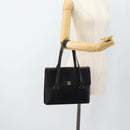 CHANEL COCO Mark Hand Bag Leather Black Gold CC Auth bs25980-23