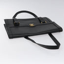 CHANEL COCO Mark Hand Bag Leather Black CC Auth bs25980-6