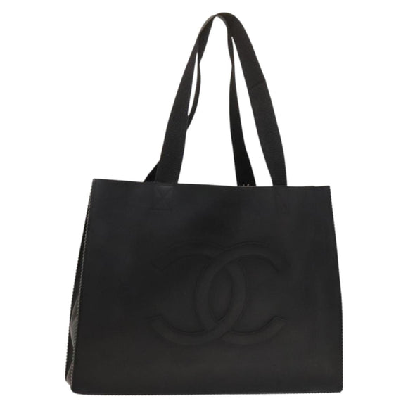 CHANEL COCO Mark Tote Bag rubber Black CC Auth bs25982