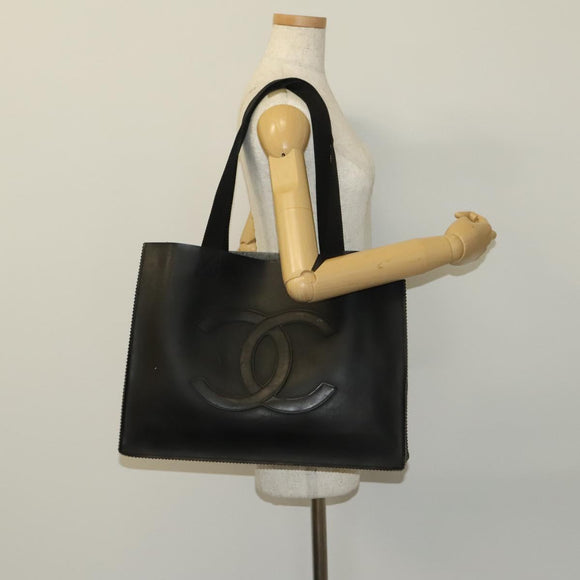CHANEL COCO Mark Tote Bag rubber Black CC Auth bs25982