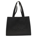 CHANEL COCO Mark Tote Bag rubber Black CC Auth bs25982-13
