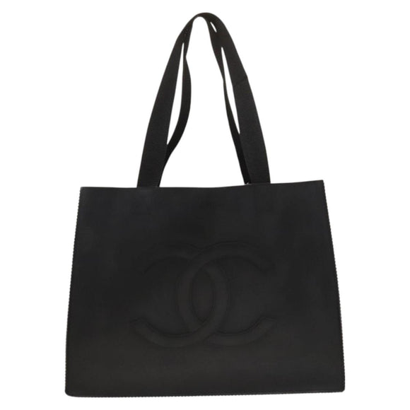 CHANEL COCO Mark Tote Bag rubber Black CC Auth bs25982